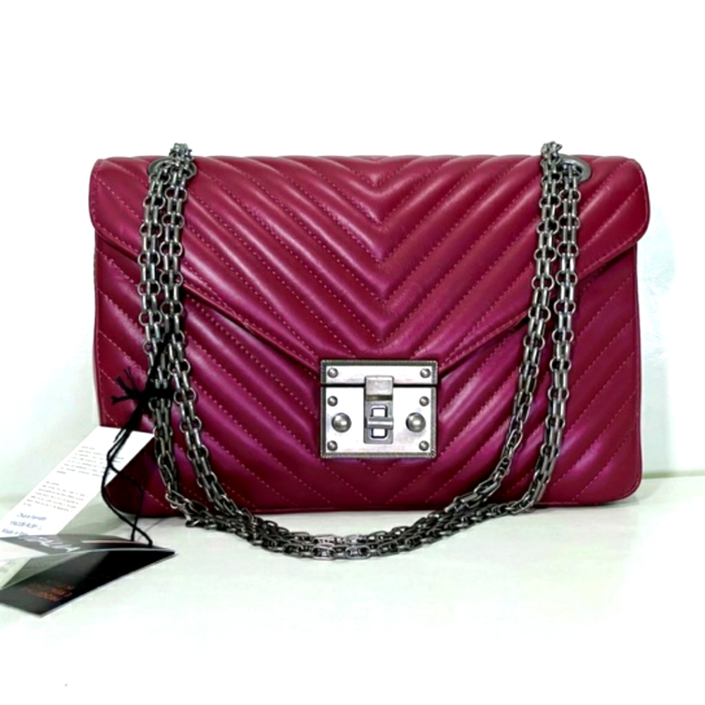 NWT Chiara Ferretti Quilted Chain Strap Leather Crossbody